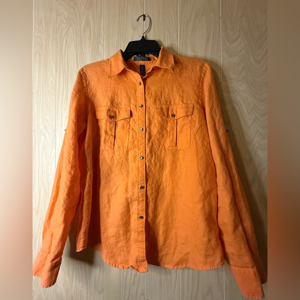 Ralph Lauren Vibrant Orange Linen Shirt